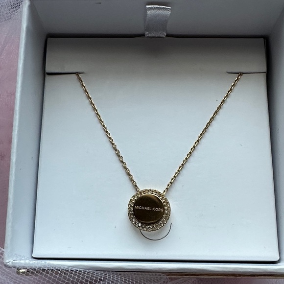 Michael Kors Gold and Silver Circle Pendant Necklace - Picture 2 of 3